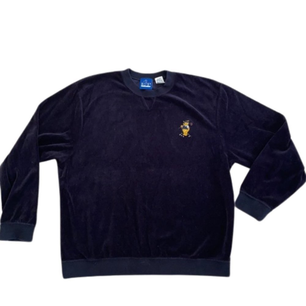 Vintage Navy Disney winne the pooh golf velour velvet crew neck golfer xl EP Pro